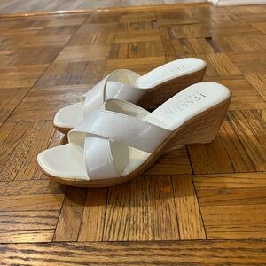 Italian Shoemakers Cream Wedge Sandals